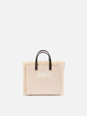 Beige Mini Vanity Filztasche mit gesticktem chalet 