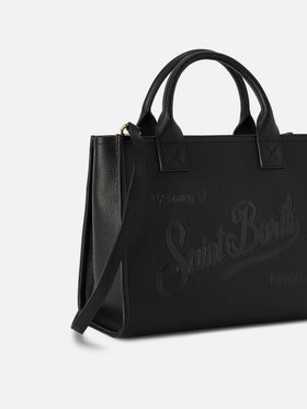Neceser Vanity Large negro en piel granulada con logo con lettering 