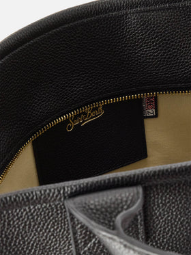 Neceser Vanity Large negro en piel granulada con logo con lettering 