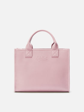 Vanity Bag Large Shoulder Bag in pink hammered leather