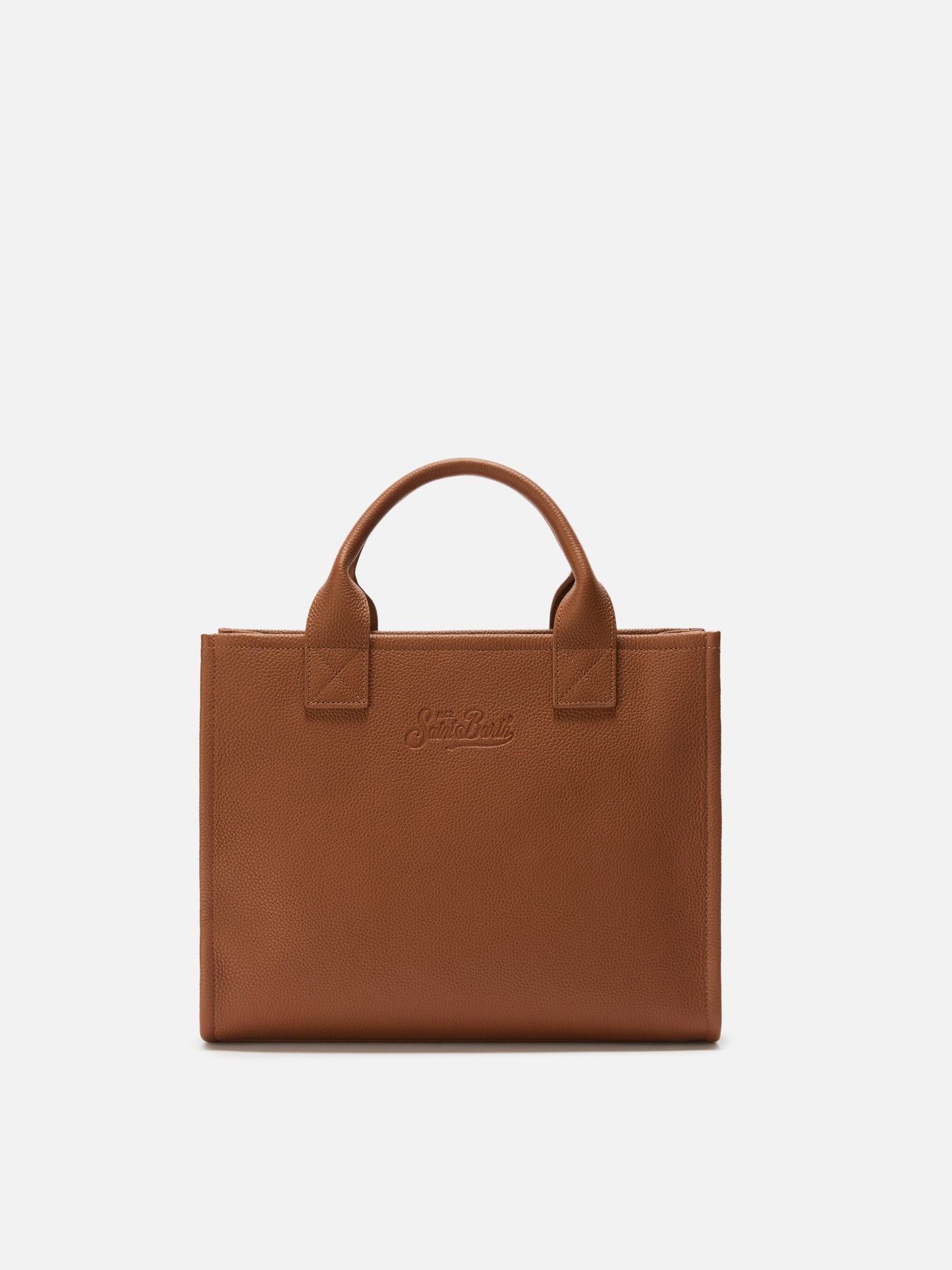 Vanity Bag Large Shoulder Bag in camel hammered leather