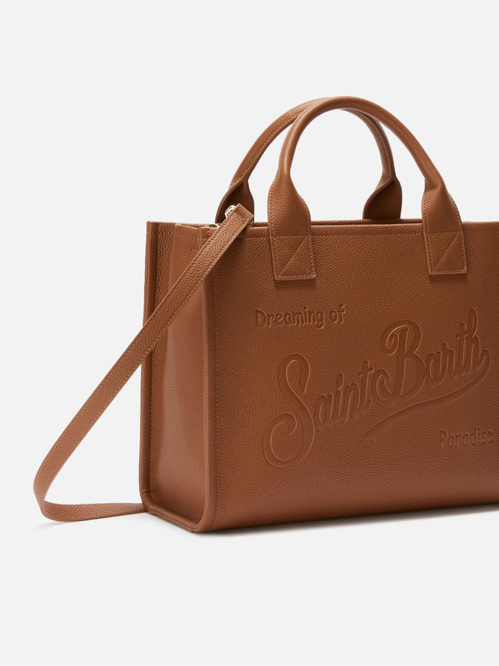 Vanity Bag Large Shoulder Bag in camel hammered leather