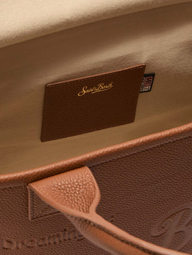 Vanity Bag Large Shoulder Bag in camel hammered leather