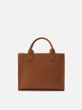 Vanity Bag Large Shoulder Bag in camel hammered leather