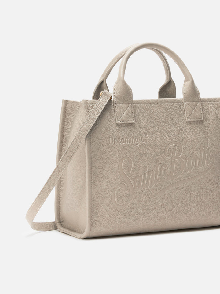 Borsa a spalla Vanity Bag Large in pelle martellata bianca