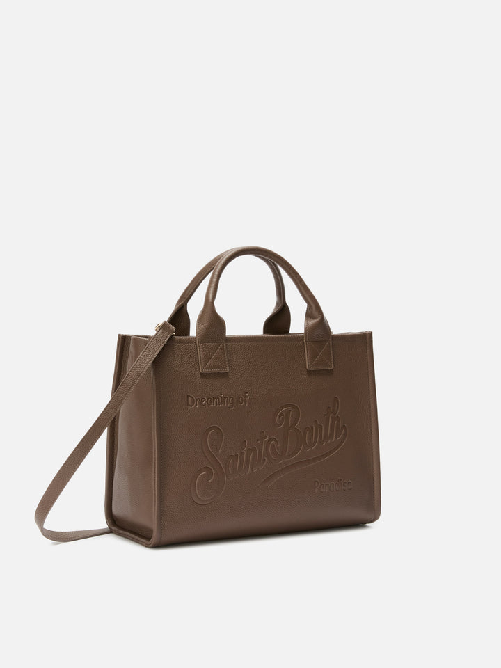 Vanity Bag Large Shoulder Bag in brown hammered leather