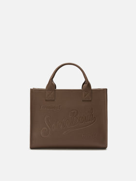 Vanity Bag Large Shoulder Bag in brown hammered leather