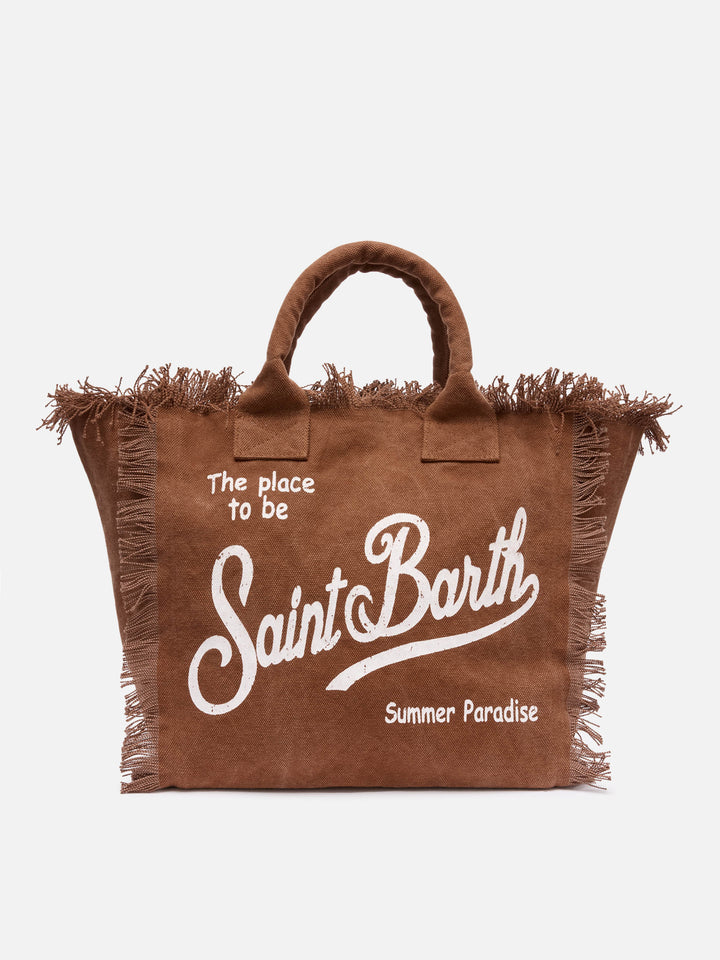 Brown cotton canvas Vanity tote bag