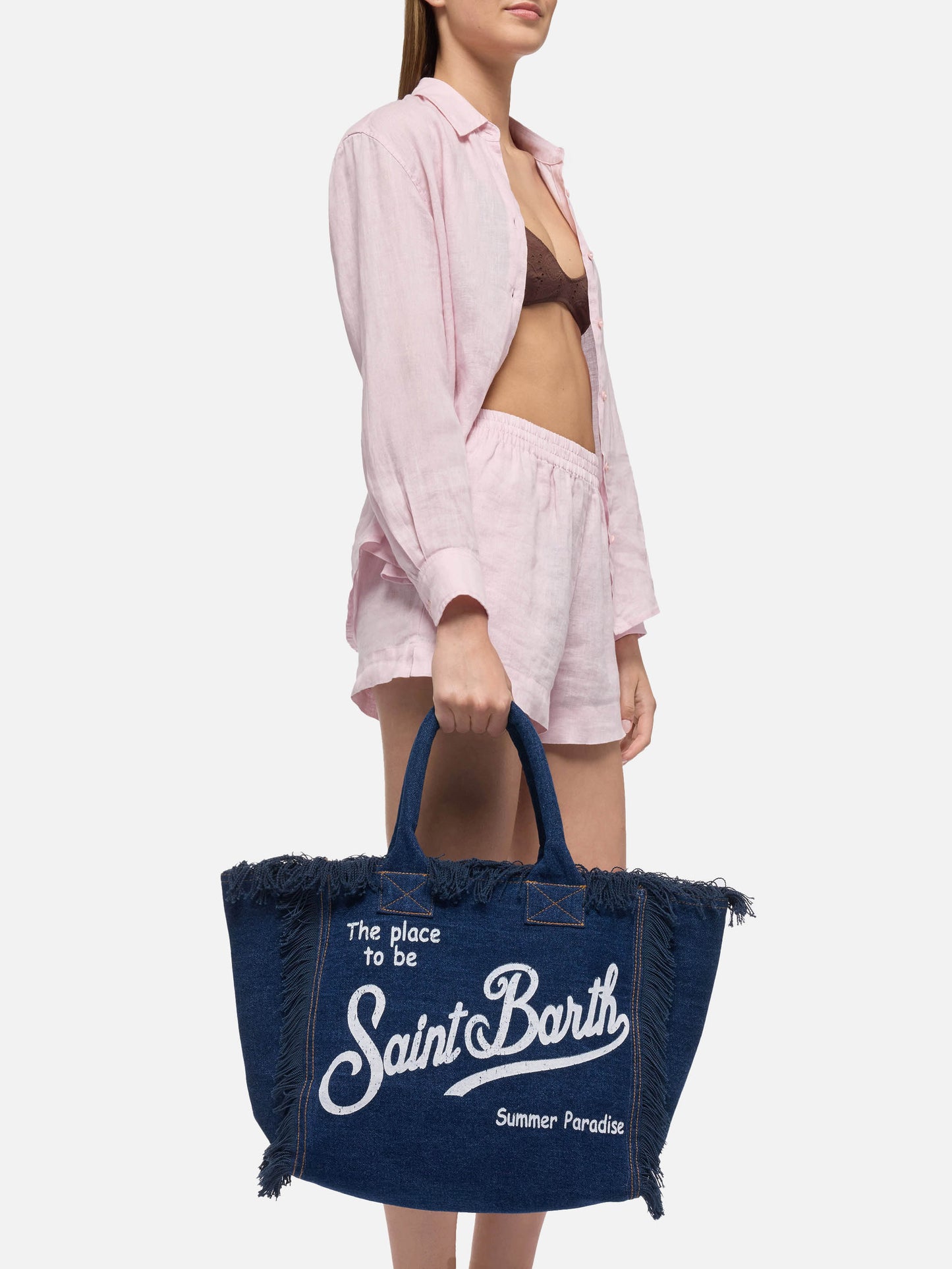 Dark denim fabric Vanity tote bag