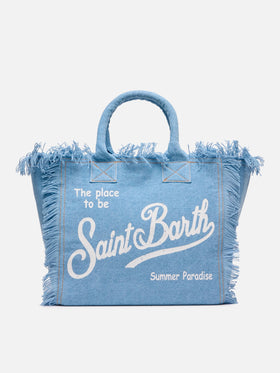 Light denim fabric Vanity tote bag