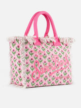 Flower cotton canvas Vanity tote bag