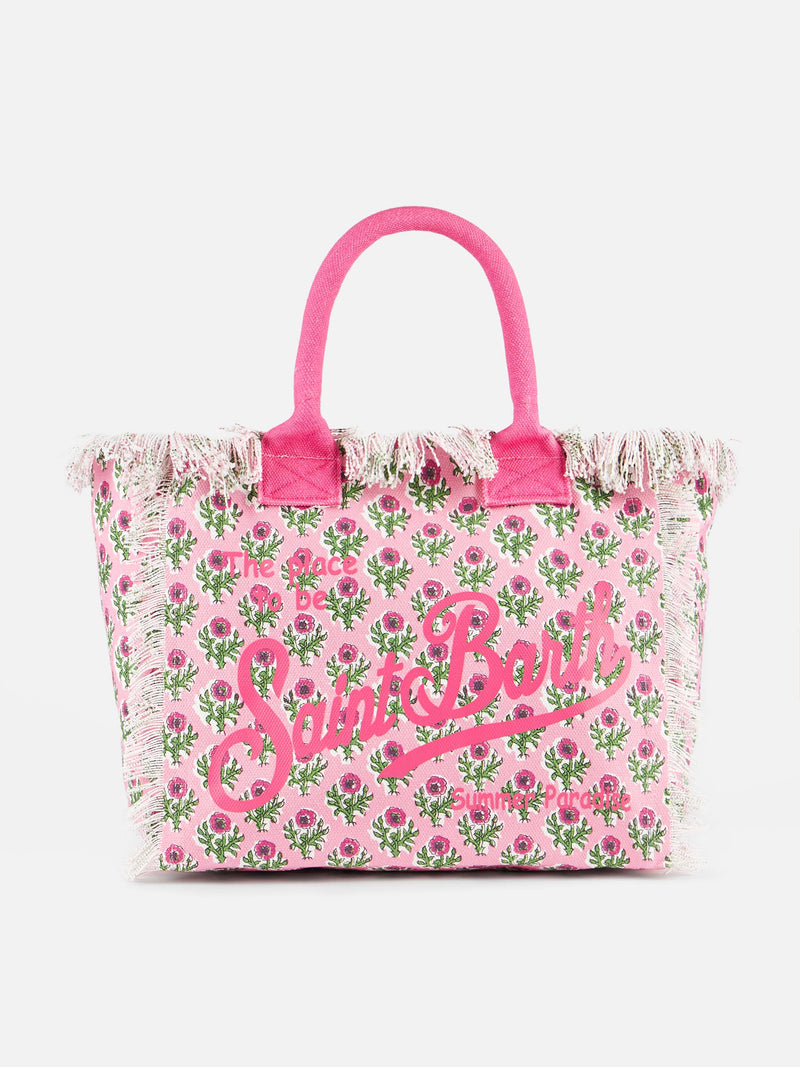 Flower cotton canvas Vanity tote bag