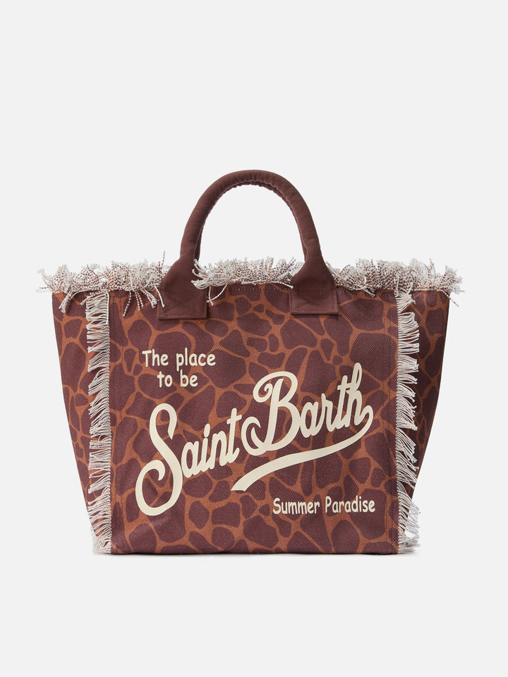 Regular Vanity canvas bag with brown animal print