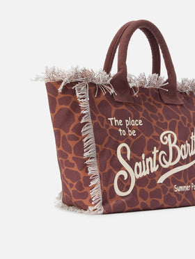 Regular Vanity canvas bag with brown animal print