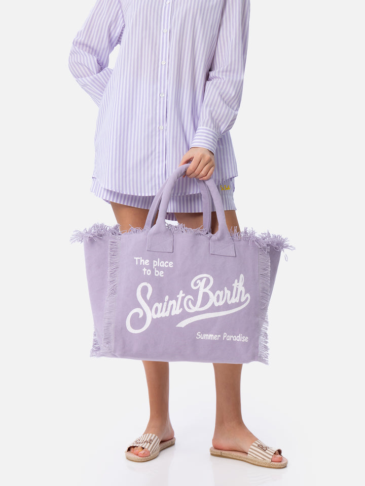 Lilac cotton canvas Vanity tote bag