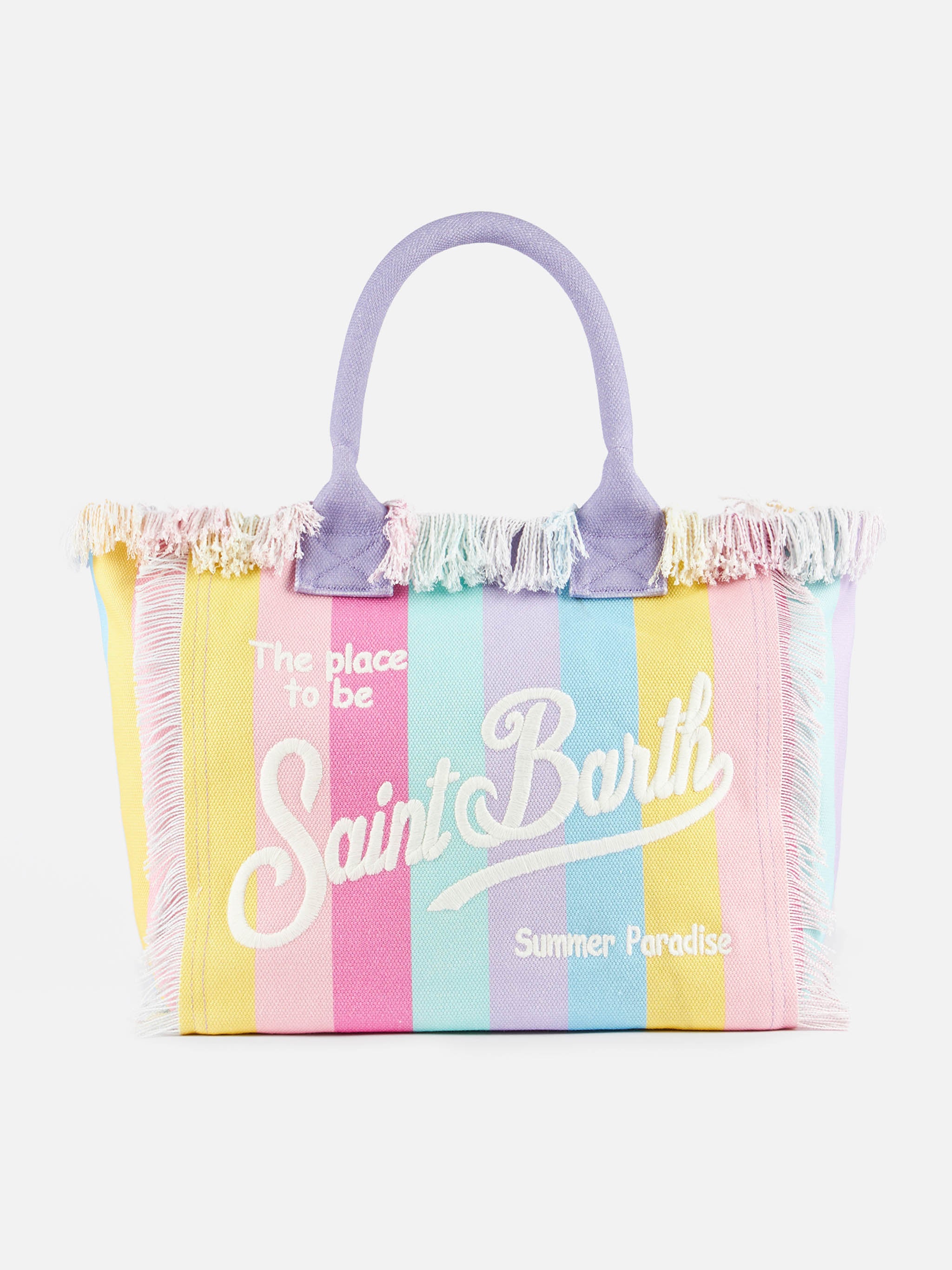 MC2 Saint Barth ヴァニティ・ヴォラント Pink cotton canvas Vanity tote bag with paisley print – MC2