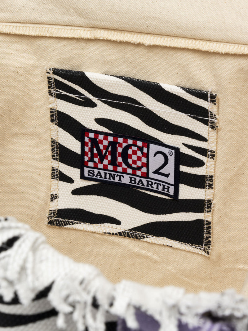 Zebra cotton canvas Vanity tote bag