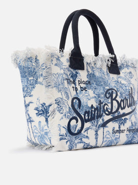 Regular Vanity canvas bag with blue toile de Jouy print