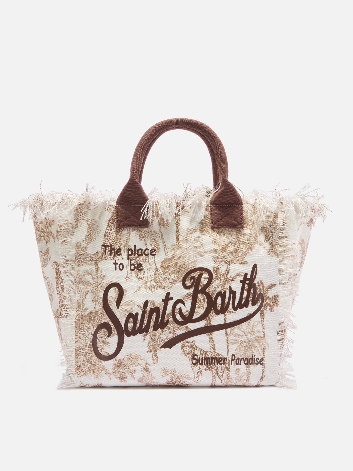 Borsa Vanity regular in canvas con stampa toile de Jouy marrone