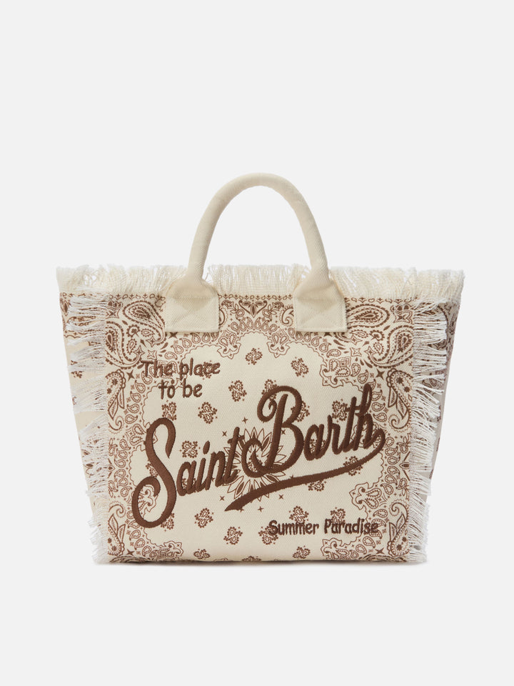 Borsa Vanity regular in canvas beige con stampa bandana
