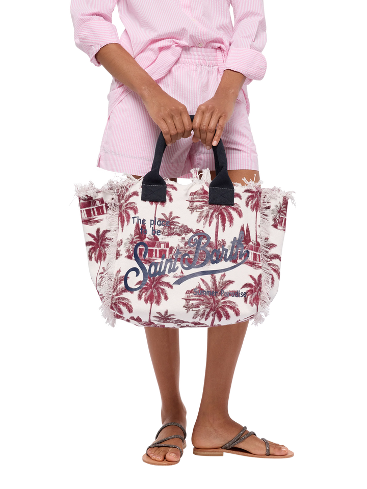 Borsa a spalla Vanity in canvas di cotone con stampa toile de jouy | AI CO-CREATED DESIGN BY RICKDICK - POWERED BY RED-EYE