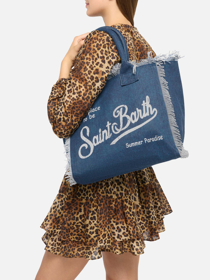 Vanity-Einkaufstasche aus Indigo-Baumwollcanvas
