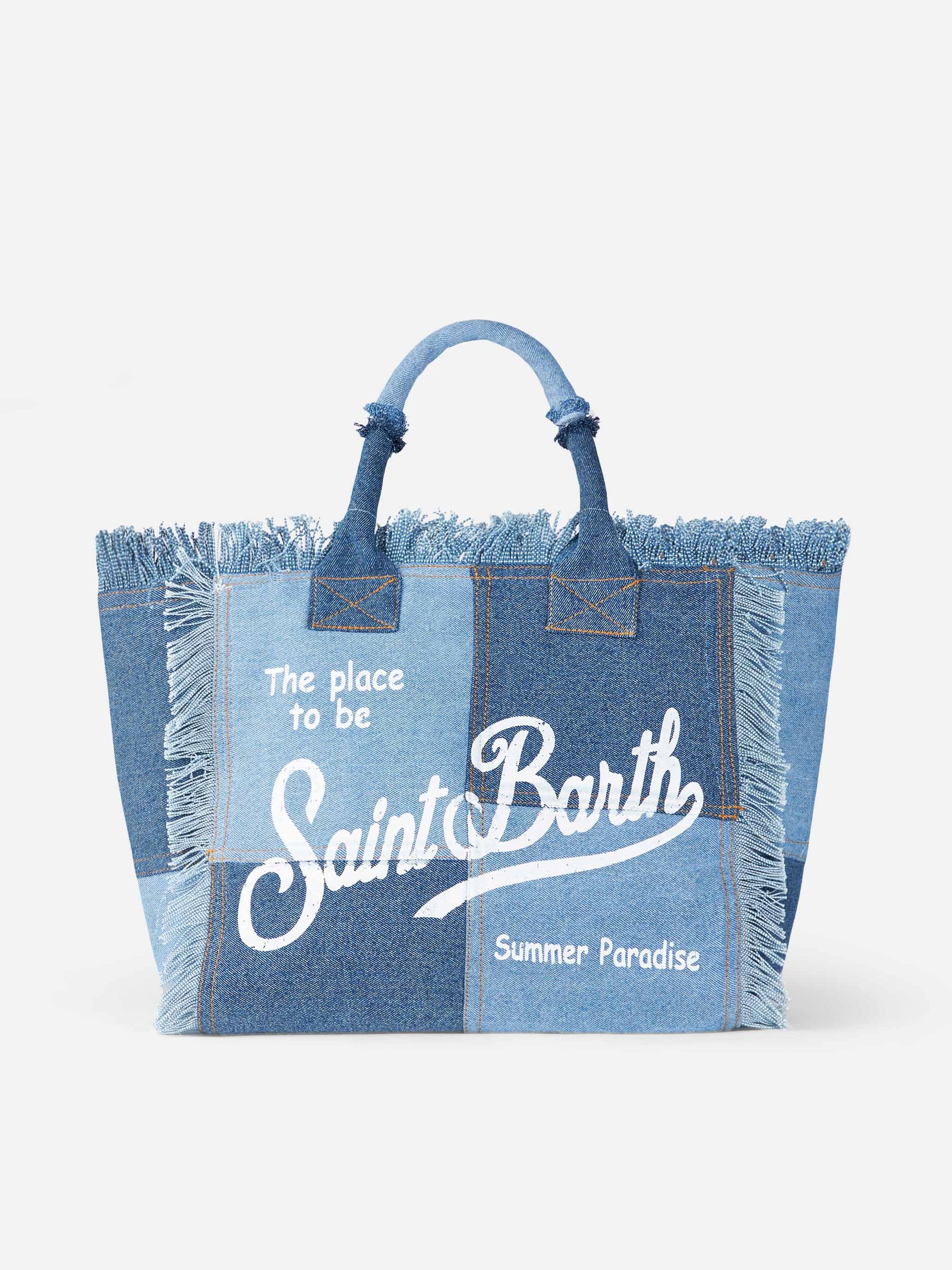 Denim patchwork cotton canvas Vanity tote bag - MC2 Saint Barth