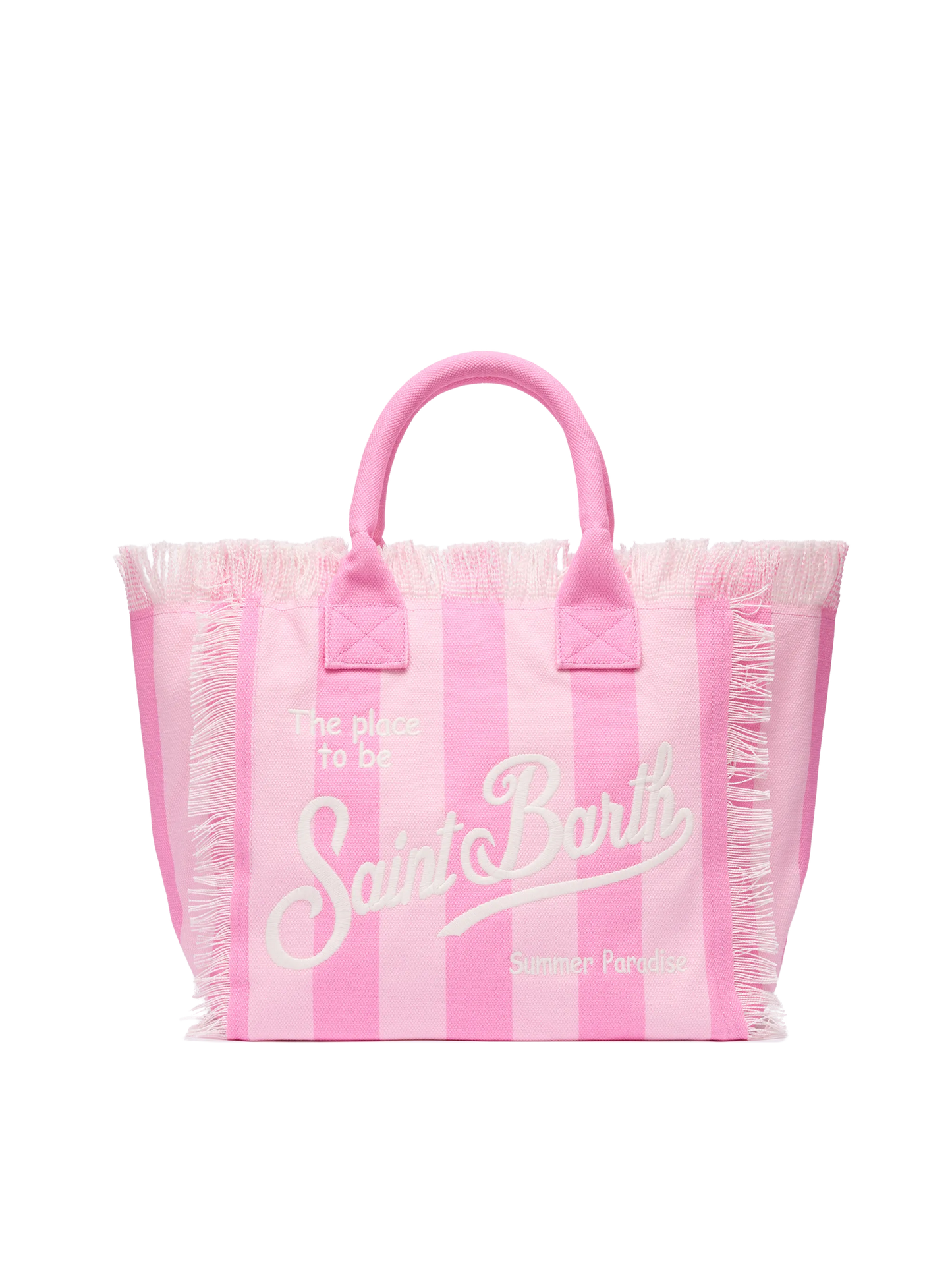 Vanity-Einkaufstasche aus Baumwollcanvas mit rosa Streifenmuster