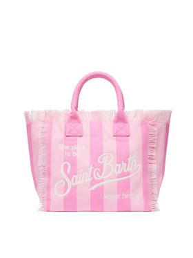 Vanity-Einkaufstasche aus Baumwollcanvas mit rosa Streifenmuster