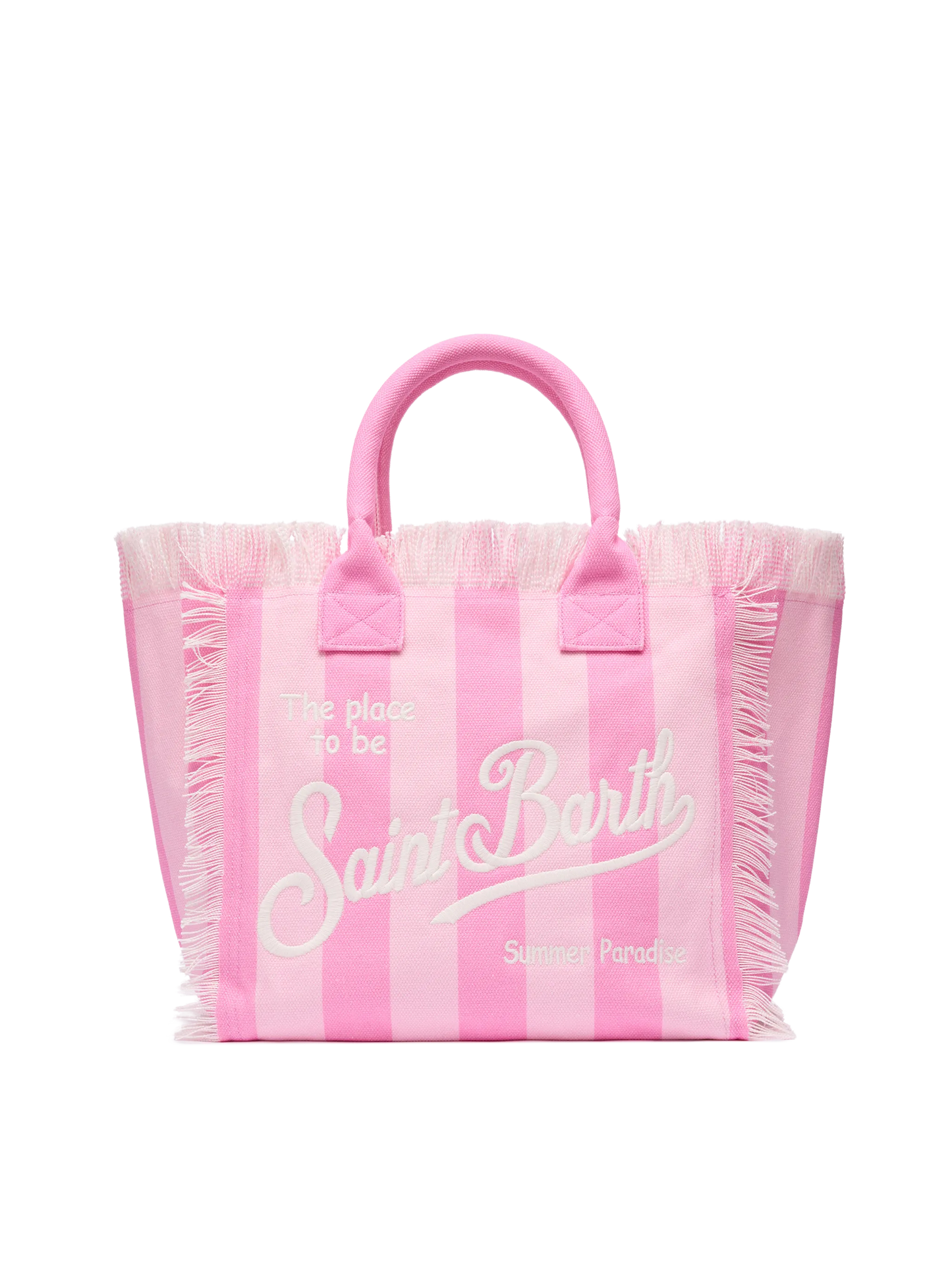 Vanity-Einkaufstasche aus Baumwollcanvas mit rosa Streifenmuster