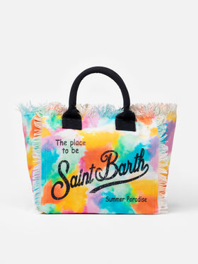Vanity-Einkaufstasche aus Baumwollcanvas mit Aquarelldruck