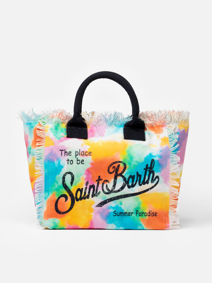 Vanity-Einkaufstasche aus Baumwollcanvas mit Aquarelldruck