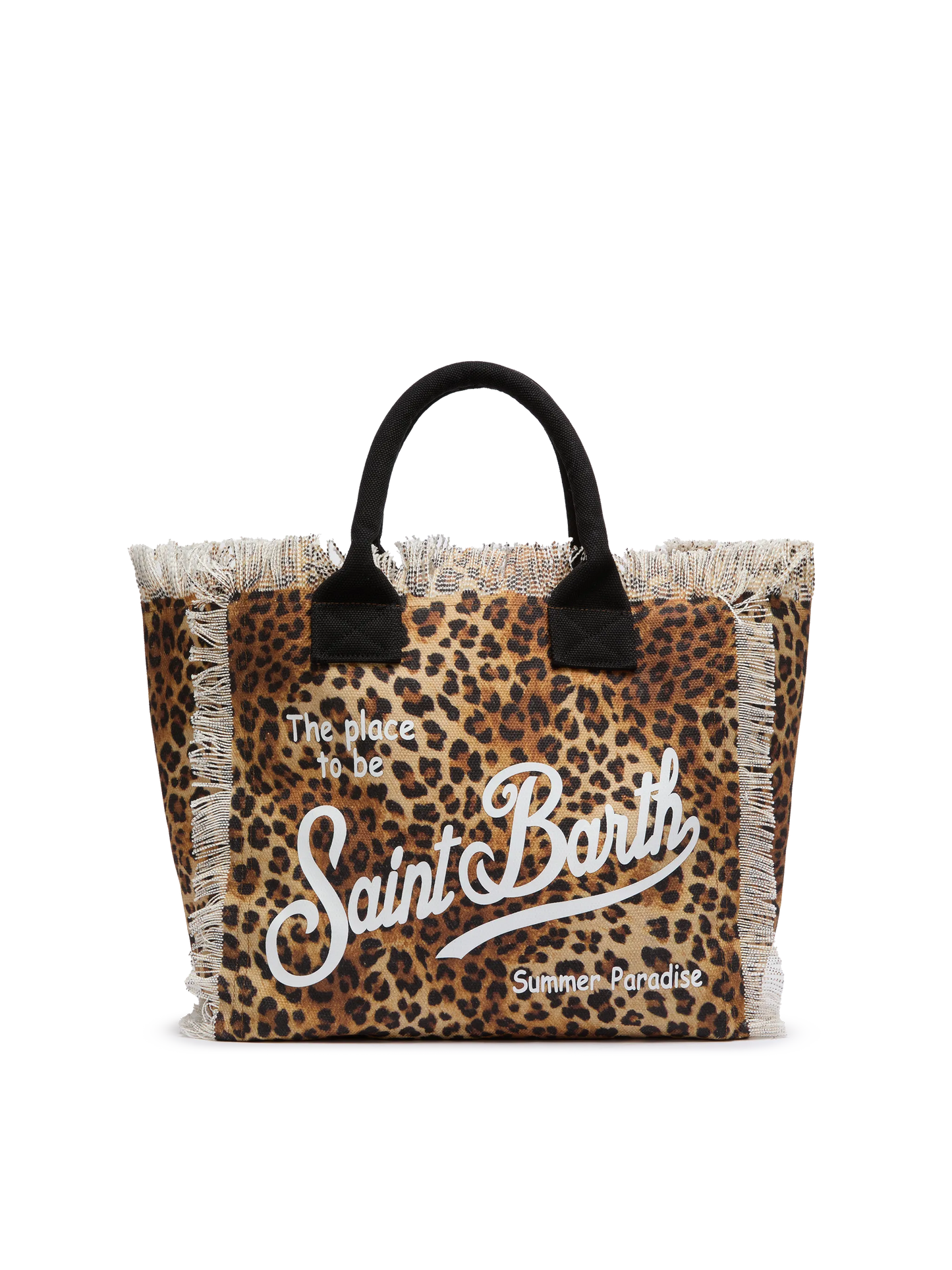 Borsa a spalla Vanity in canvas di cotone con stampa leopardata
