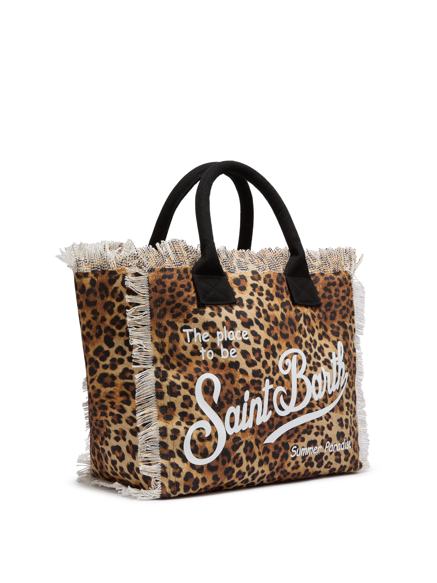 Borsa a spalla Vanity in canvas di cotone con stampa leopardata
