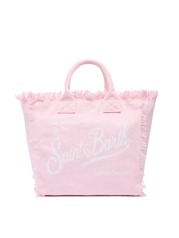 Borsa a spalla Vanity in canvas di cotone rosa