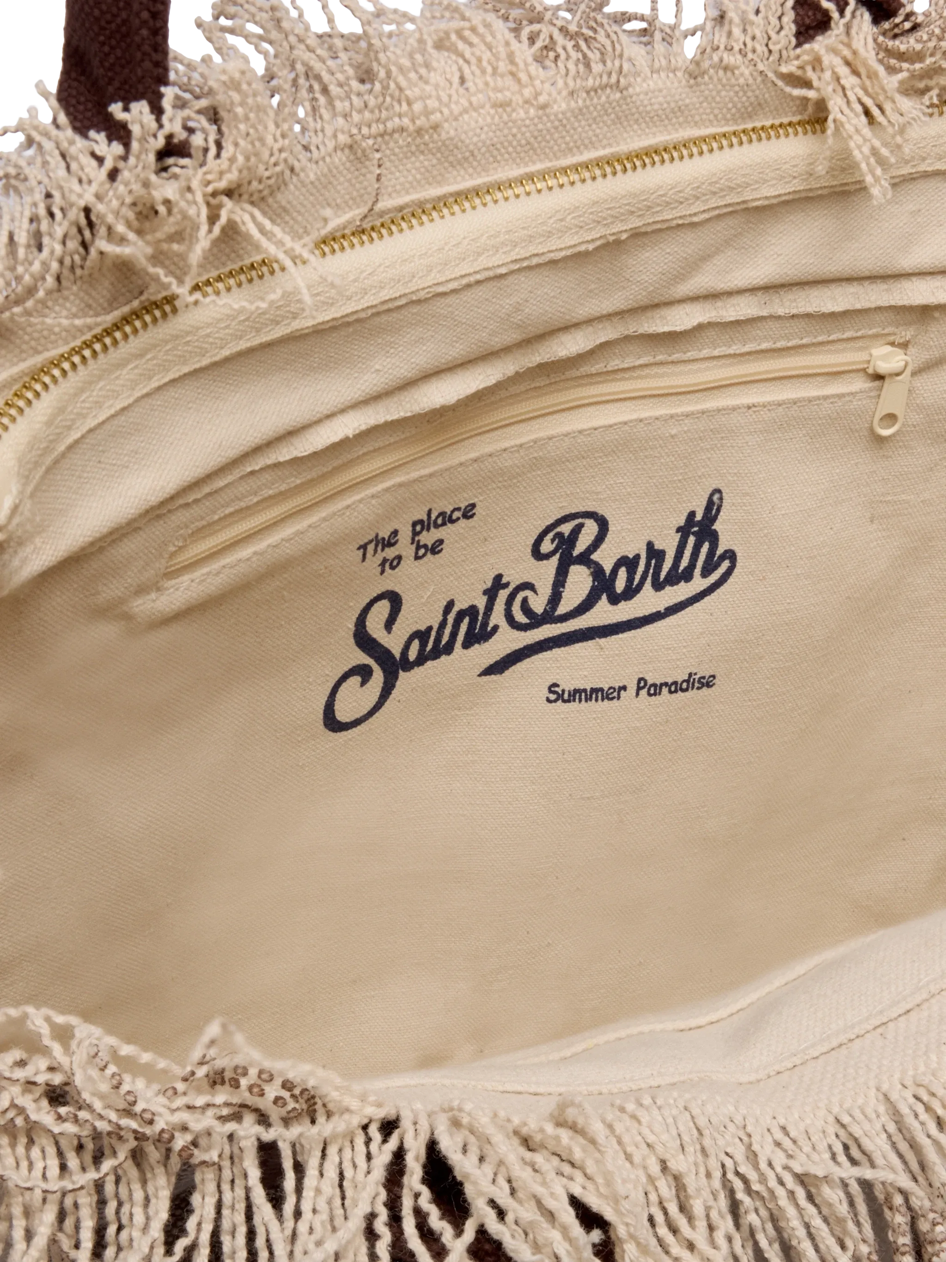 Cotton canvas Vanity tote bag with brown striped print - MC2 Saint Barth