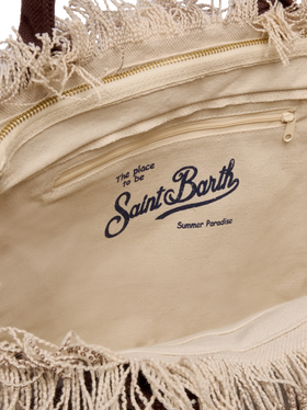 Cotton canvas Vanity tote bag with brown striped print - MC2 Saint Barth