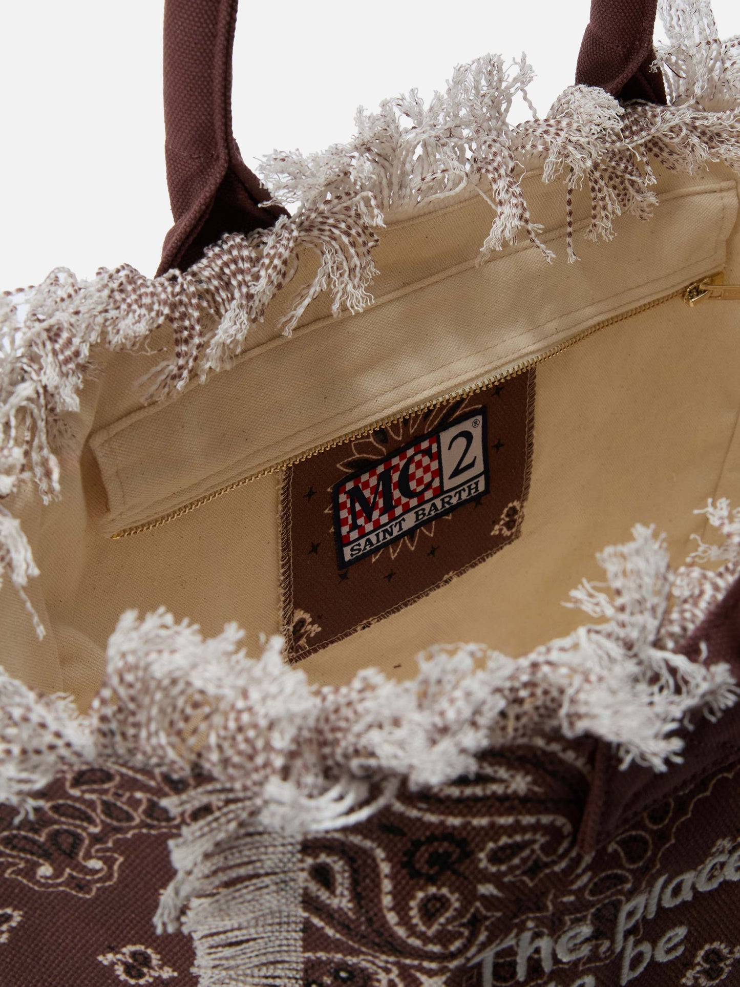 Borsa Vanity regular in canvas marrone con stampa bandana