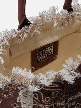 Borsa Vanity regular in canvas marrone con stampa bandana