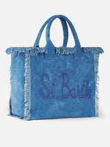 Vanity-Einkaufstasche aus Denim-Baumwoll-Canvas mit Logo-Tasche