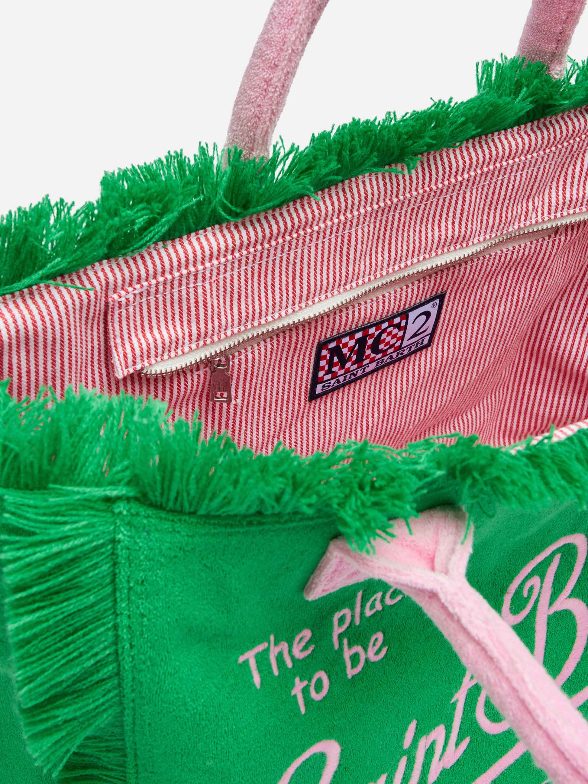 Green terry Vanity Sponge tote bag - MC2 Saint Barth