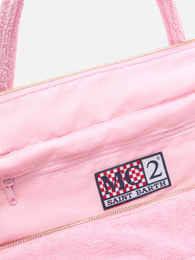 Pink solid color terry effect Vanity regular bag