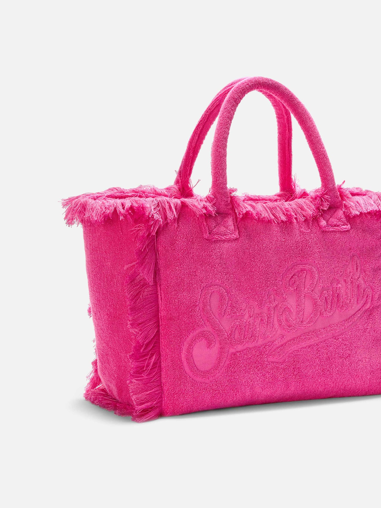 Borsa Vanity regular in tessuto effetto spugna fucsia tinta unita