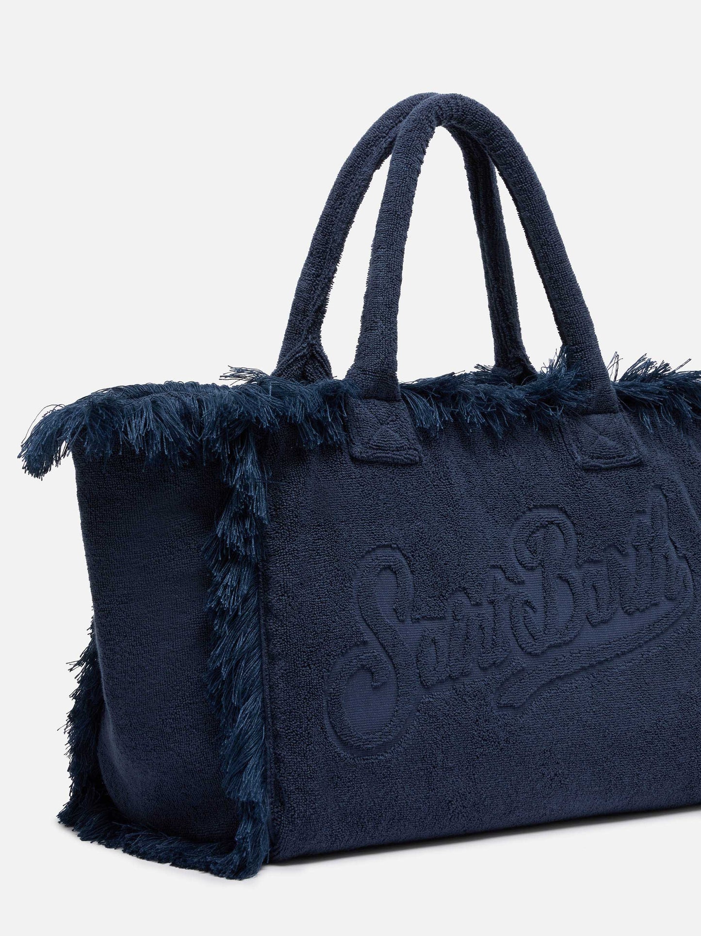 Marineblaue Einkaufstasche Vanity Terry mit geprägtem Logo
