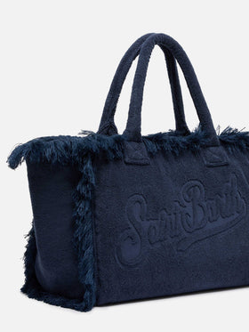 Marineblaue Einkaufstasche Vanity Terry mit geprägtem Logo