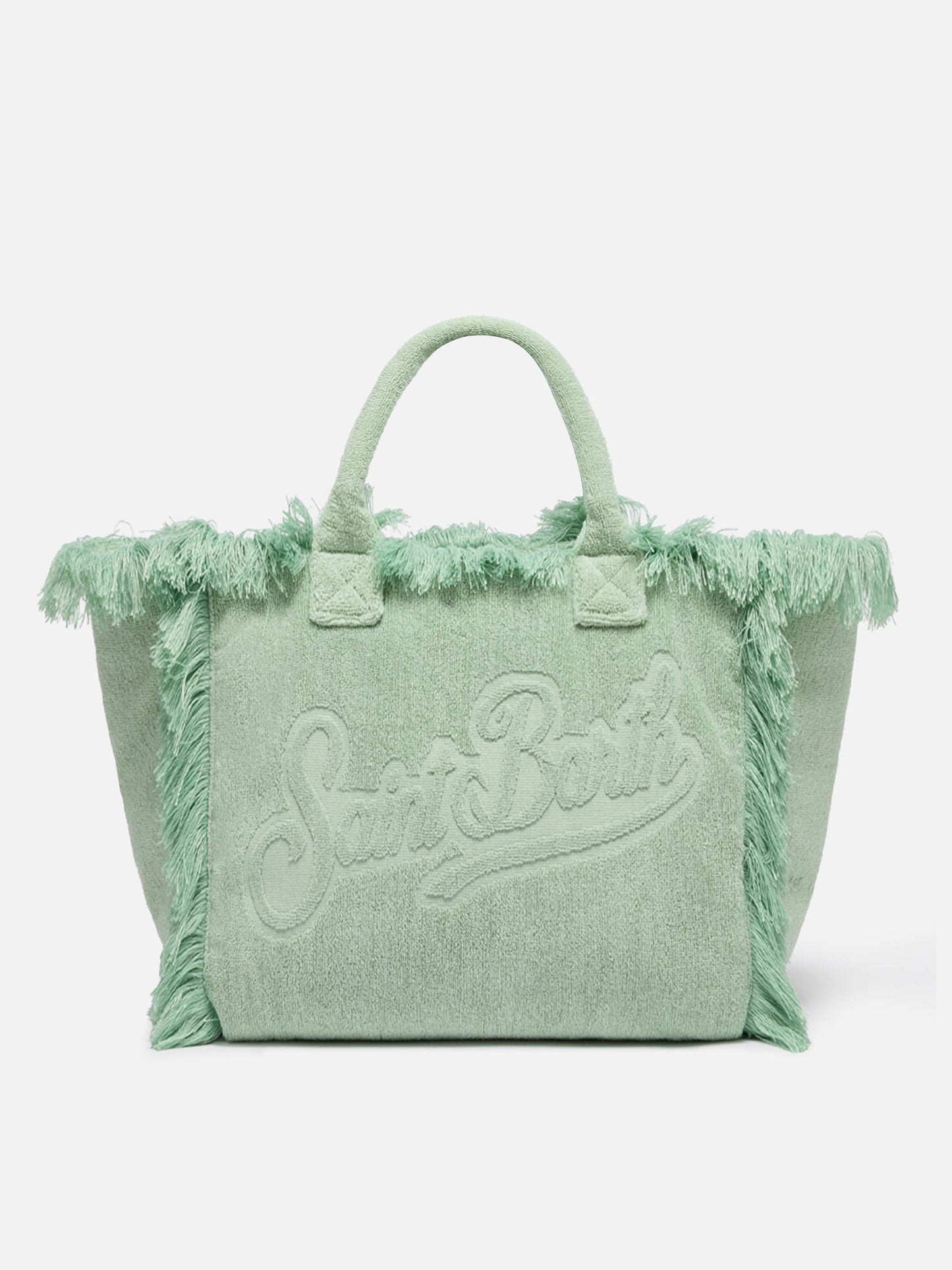 Vanity Terry – Tragetasche in Salbeigrün mit geprägtem Logo