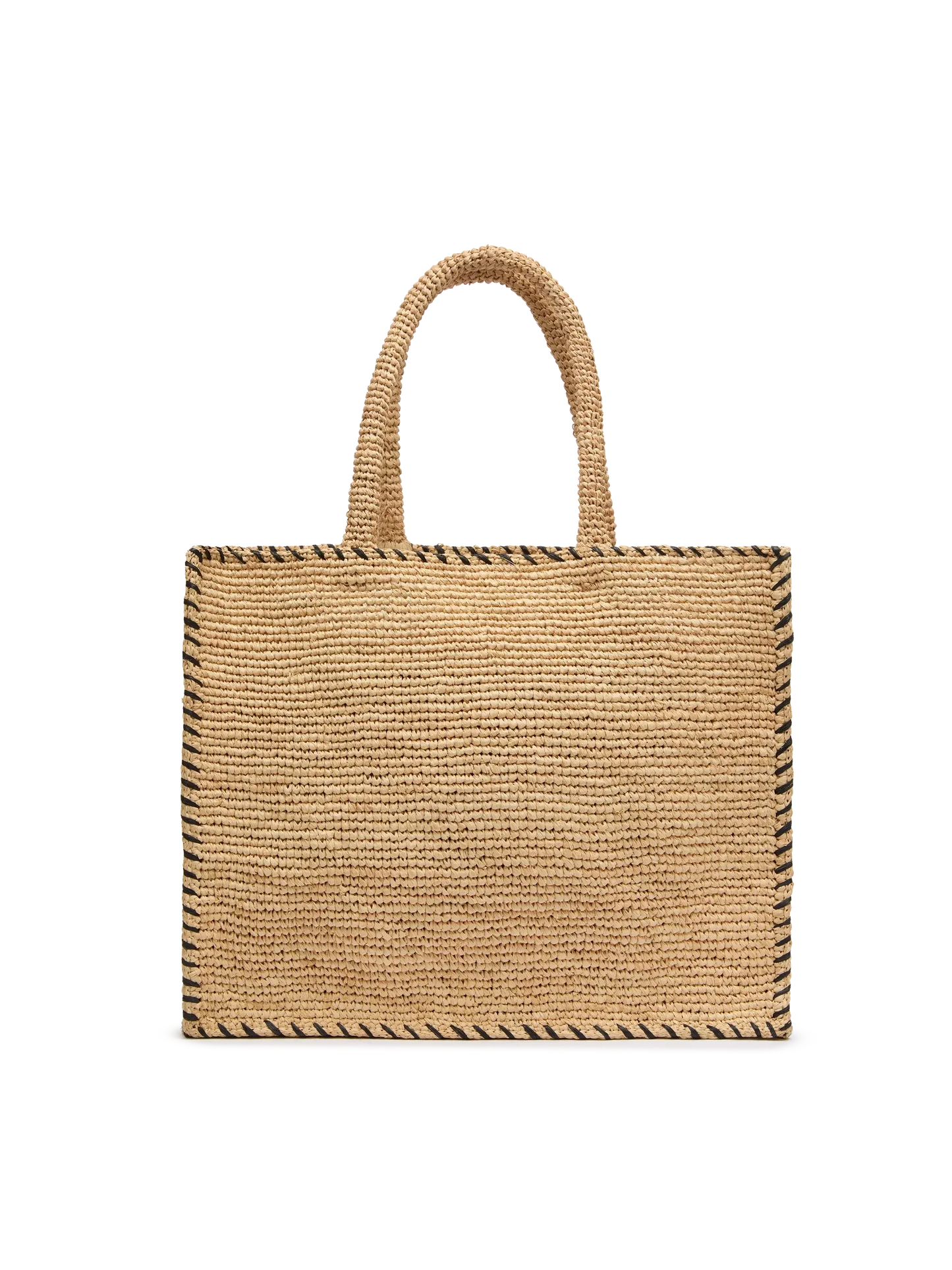 Borsa a spalla Vanity Rafia beige con bordo nero