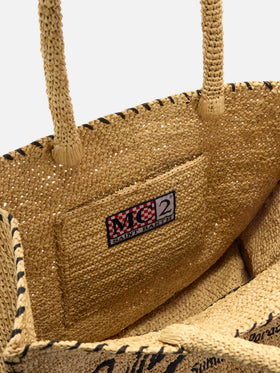Regular Vanity raffia bag with black details