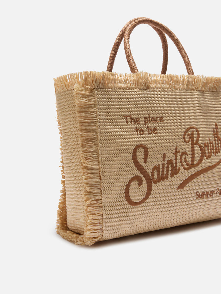 Regular Vanity straw effect bag with embroidered logo