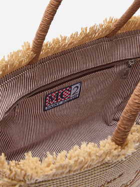 Regular Vanity straw effect bag with embroidered logo